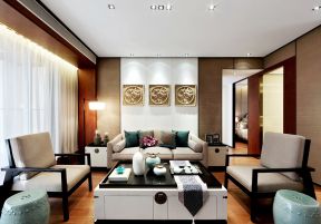 中式简约风格客厅组合沙发装修效果图片案例