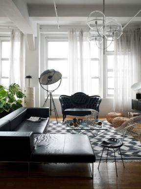 黑白时尚家居客厅组合沙发装修效果图片