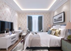 欧式设计家居婚房卧室壁纸装饰装修效果图