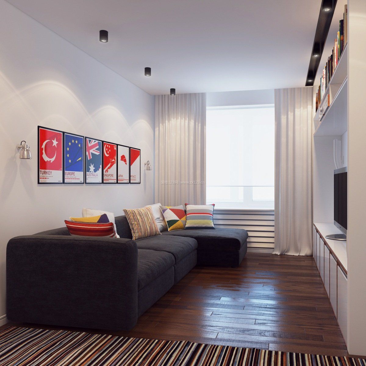 80平米现代风格客厅窗帘装修效果图