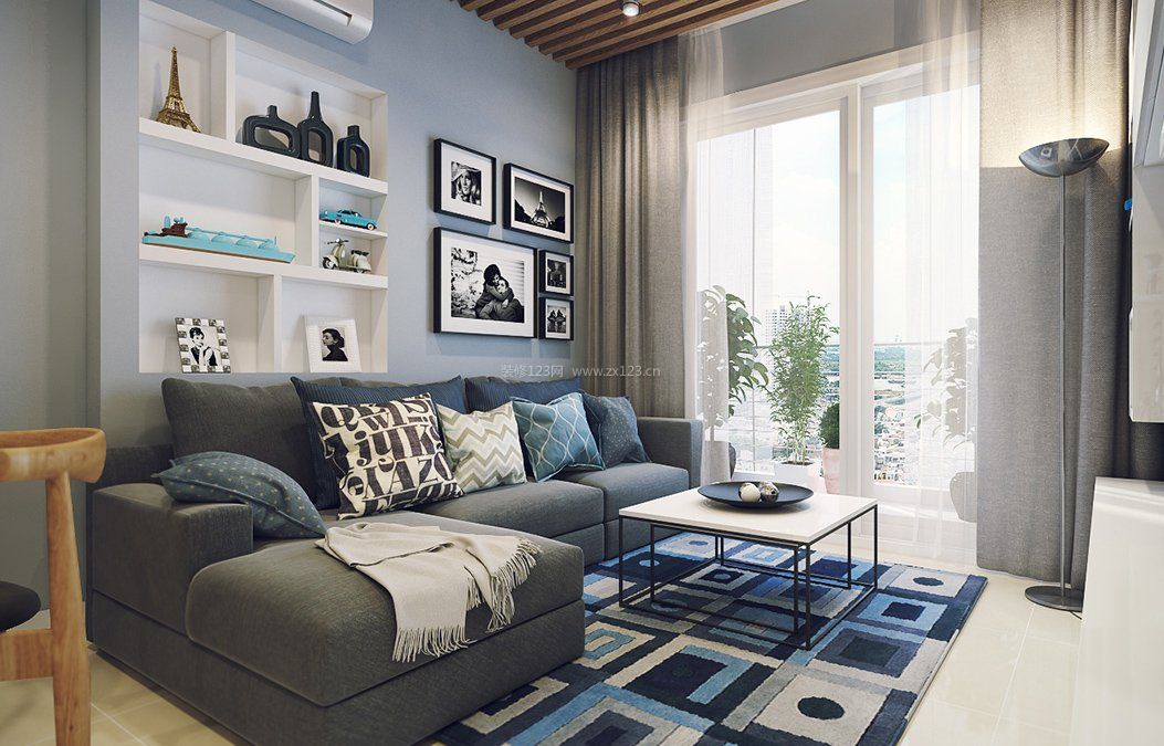 80平米现代风格客厅沙发摆放装修效果图片