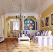 田园地中海风格15平米客厅装修效果图片