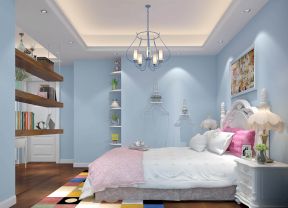 欧式家居室内卧室蓝色墙面装修效果图片案例