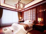 中式家居卧室床头软包背景墙效果图