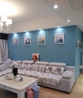 客厅墙面漆颜色 蓝色墙面装修效果图片