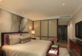 中式家居卧室 床头背景墙设计效果图