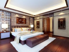 中式家居卧室 实木地板贴图