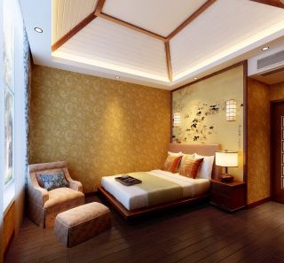 中式家居卧室墙面颜色效果图