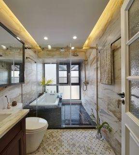 现代中式家庭卫生间浴室装修图片