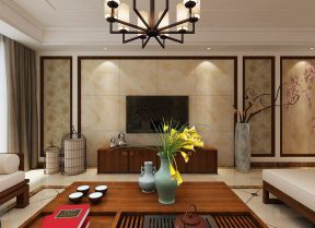 中式风格装修图 室内客厅电视墙设计