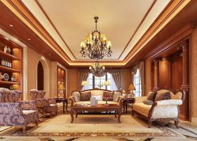 2023美式风格别墅客厅组合沙发装修效果图片