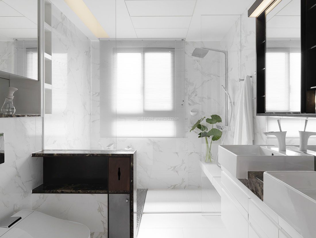 现代家装风格复式白色调卫生间装修图