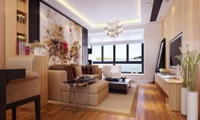 中式简约混搭风格 现代风格客厅沙发背景墙