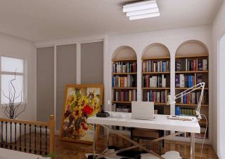 地中海田园风格书房书柜造型设计效果图