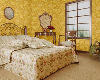 古典欧式风格卧室背景墙壁纸装修效果图片