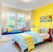 混搭风格宜家家居卧室黄色墙面装修效果图片