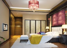 中式宜家家居卧室背景墙装饰装修效果图片