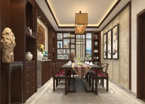 中式房屋 餐廳背景墻裝修效果圖