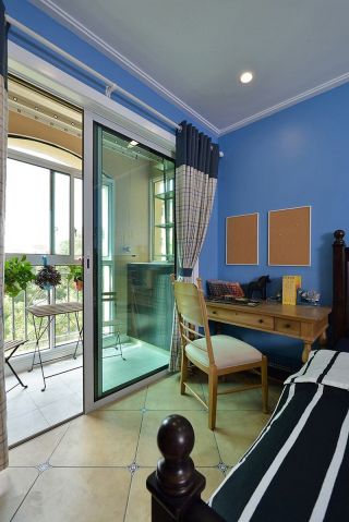 地中海设计风格卧室阳台移门效果图