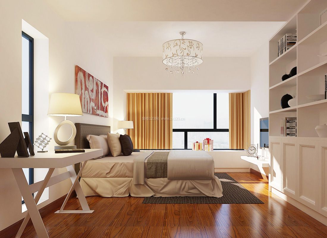 家装效果图 现代 2017现代家居卧室黄色窗帘装修效果图片 提供者
