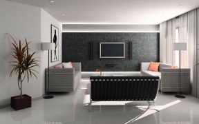 小户型现代客厅电视墙纸背景墙设计简约时尚风格