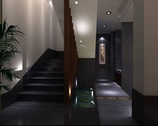 新中式别墅室内楼梯设计效果图