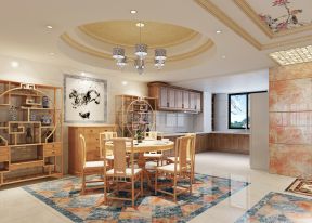 最新别墅室内餐厅中式元素设计效果图片