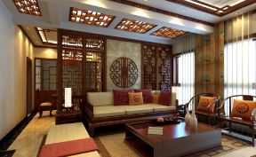 中式古典风格装修图  中式沙发背景墙效果图
