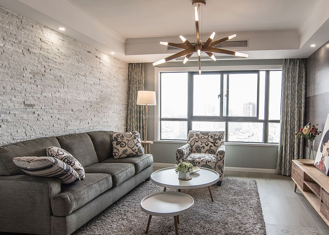 混搭风格小户型客厅沙发装修效果图片2023