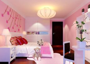 现代温馨家装卧室粉色墙面装修效果图片