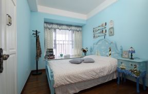 家庭地中海风格卧室蓝色墙面装修效果图片大全