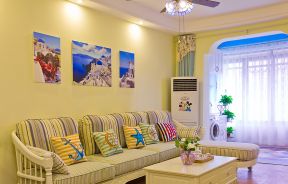 家庭地中海风格 客厅沙发背景墙效果图