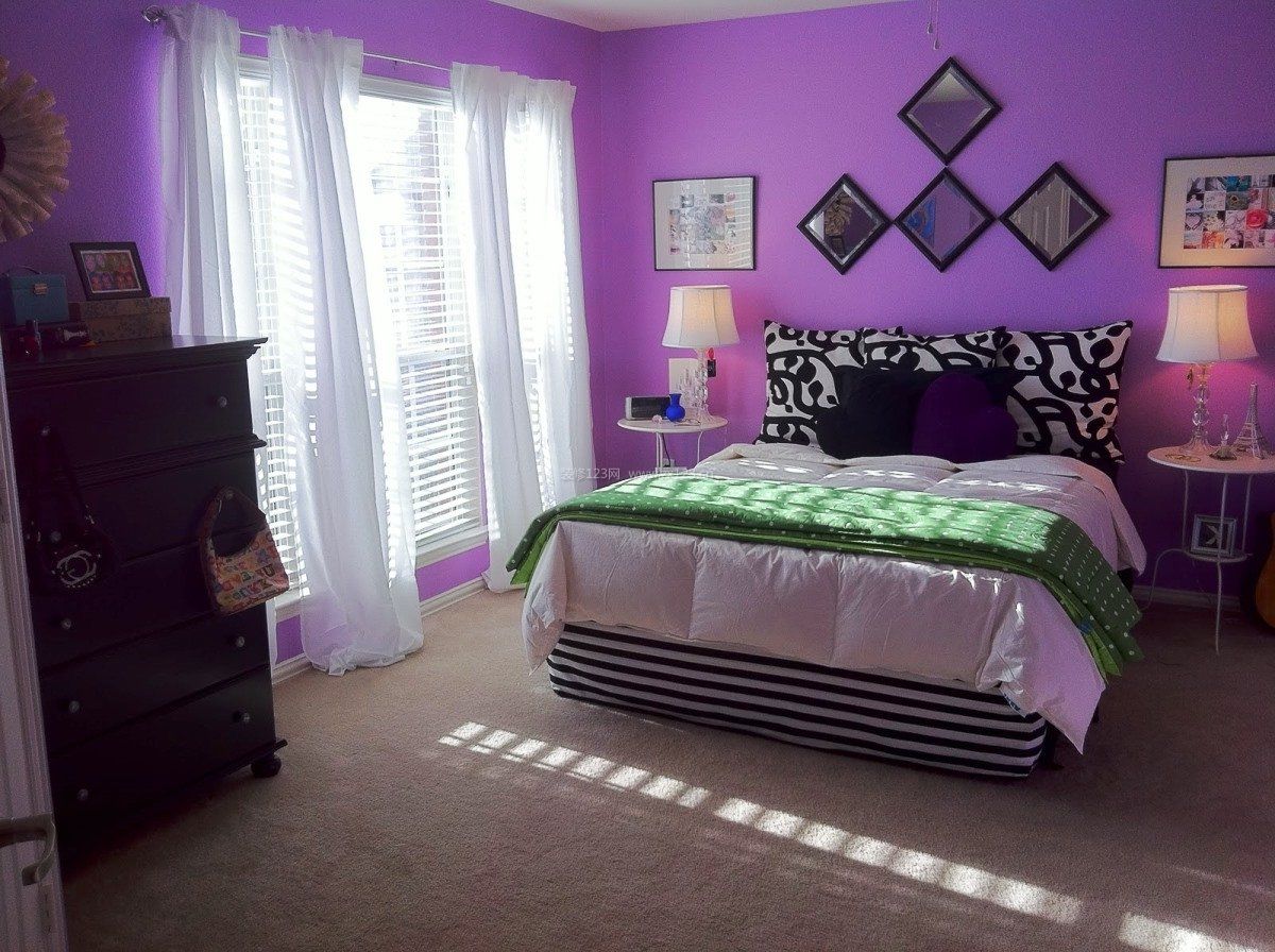 卧室紫色墙面装修效果图片
