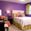 紫色卧室紫色背景墙面装修效果图片