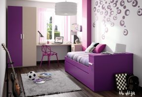 紫色小卧室室内装饰设计效果图