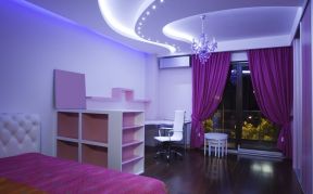 紫色卧室 紫色窗帘装修效果图片