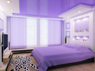 紫色卧室窗帘装修效果图