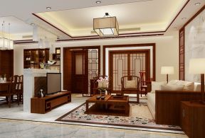 中式客廳電視背景墻裝飾 小戶型室內(nèi)裝修圖