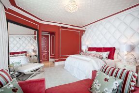 现代欧式卧室 床软包背景墙效果图