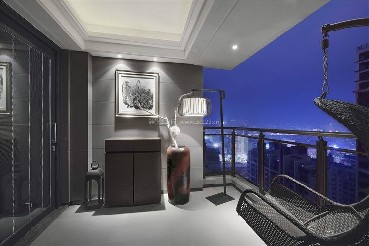 现代别墅客厅阳台休闲区设计效果图片
