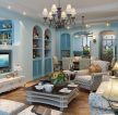 地中海风格小户型蓝色客厅装修设计图片