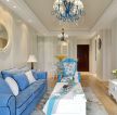 地中海风格客厅蓝色多人沙发装修效果图片案例