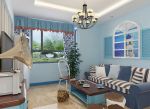 地中海风格小客厅蓝色墙面装修效果图片案例