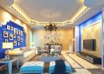 2023地中海风格蓝色沙发背景墙装修效果图片案例