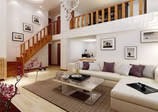 复式现代简约风格客厅沙发摆放装修效果图片欣赏