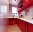 小面积厨房大红色橱柜装修效果图片