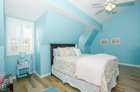 韩式卧室装修效果图 蓝色墙面装修效果图片