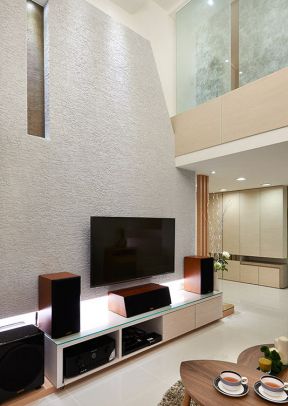 6万75平米现代简约风格客厅电视背景墙设计图片欣赏