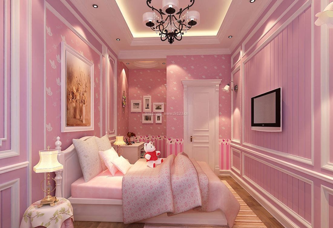 家居室内粉色公主卧室装修效果图