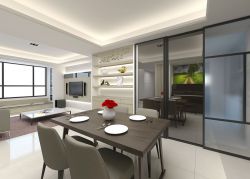 最新小户型楼中楼餐厅现代博古架装修效果图_